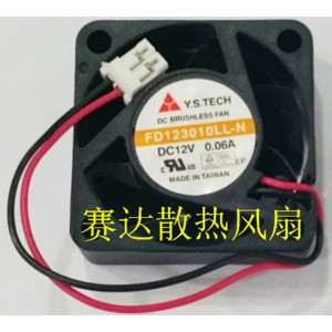 Y.S.TECH FD123010LL-N 12V 0.06A 0.72W 2wires Cooling Fan